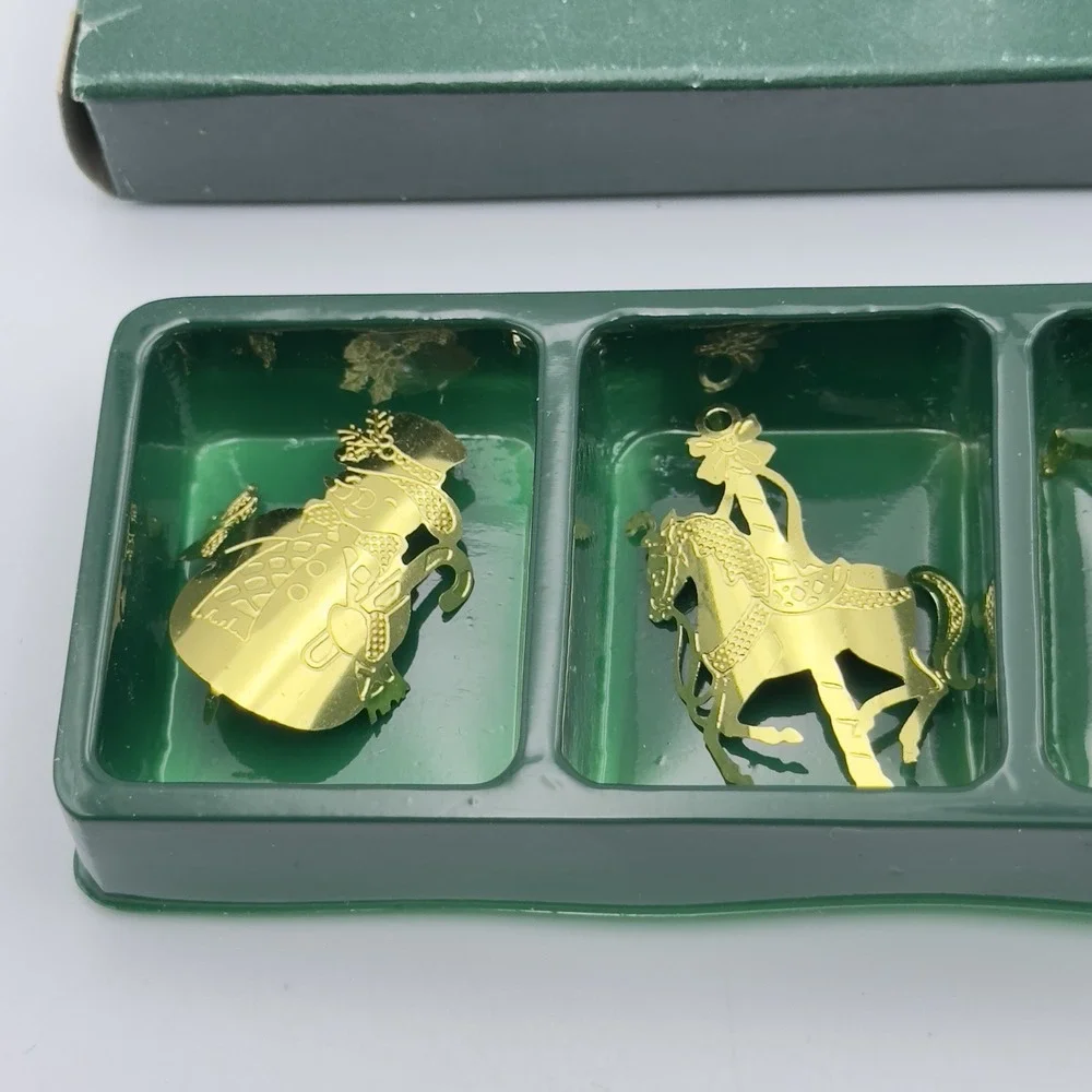 Vintage Set Of 5 Solid Brass Candle Accents Christmas Angel‎ Snowman Bells